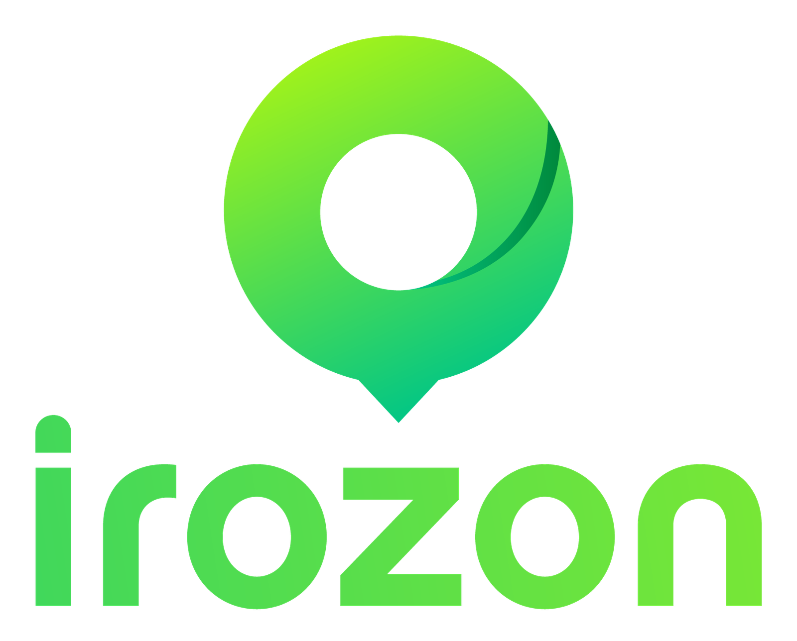 Irozon primary gradient logo, stacked icon over wordmark, on white